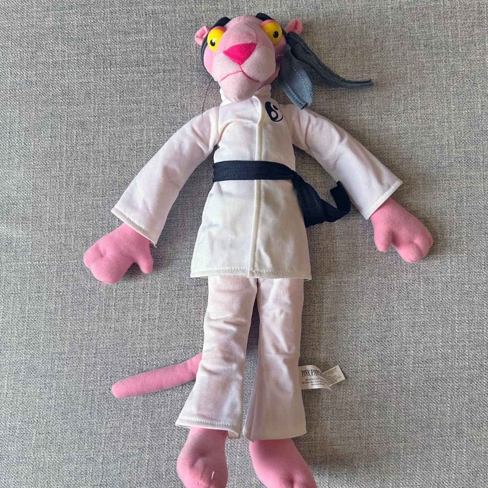 Vintage 1964-2005 Nanco Pink Panther in Karate Outfit Plush 18"
